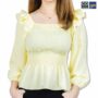 Colegacy Women Square Neck Long Sleeve Blouse